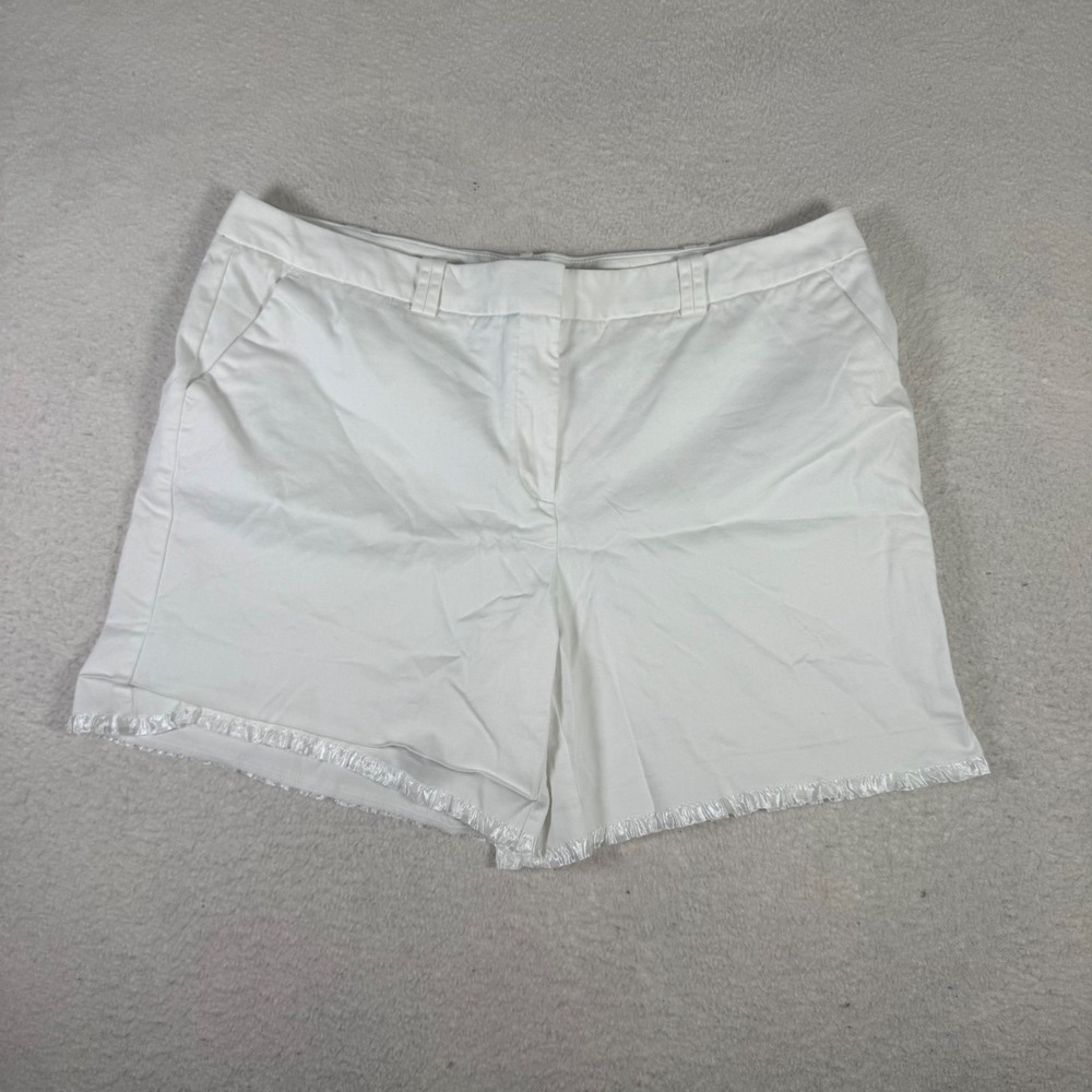 Worthington Shorts Womens 16 White Excellent Modern Fit Fringed Hem Tailored